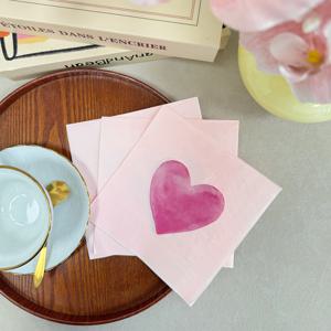 TEMU 20개입, 2겹 핑크 러브 패턴 파티 냅킨, 웨딩 발렌타인데이 장식용 티슈, 레스토랑 호텔 할로윈&크리스마스용