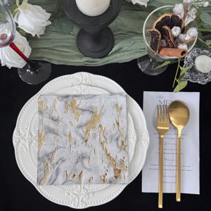 TEMU 16pcs, 마블 브론즈 네이킨, 웨딩 생일 파티 장식, 종이 수건 레스토랑 호텔 플레이스매트 13x13인치