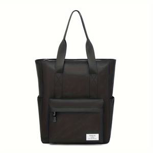 TEMU 여성을 위한 대용량 옥스포드 천 토트 백 - 다용도 어깨 및 핸드백, 지퍼 클로저, 통근, 쇼핑, 여행에 이상적, 블랙