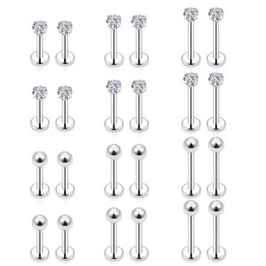 TEMU 스테인리스 스틸 재질의 16G 라브렛 주얼리 24개 세트. 모노로 리프 링, 트라구스, 콘크, 헬릭스 이어링 등 다양한 피어싱에 적합하며, 바 길이는 6mm, 8mm, 10mm입니다.