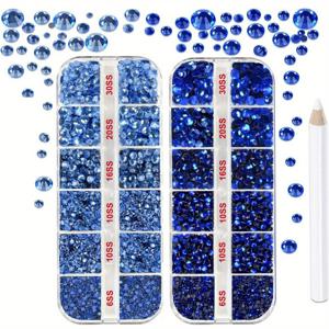 TEMU 5가지 사이즈 (SS6-SS30) 라인스톤 베다즐러 키트 - 사파이어 블루 라인스톤, 네일 아트, 주얼리 제작, 공예용 플랫백 라인스톤 - 네일 폴리쉬, 주얼리 제작 용품, 네일 아트 용품, 공예 용품에 적합, 파츠, 네일파츠, 네일아트 재료, 네일아트, 네일 글리터, 레진