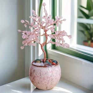 TEMU 1개 천연 색상 트리 핑크 쿼츠, , , . 어버이날 생일 선물, 데스크탑 홈 데코 장식품, 파티 장식