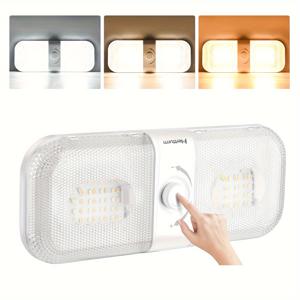 TEMU 120 LED 돔 라이트 | 1700 루멘, 3색 TEM 캠핑 라이트 (RV, 자동차, 트레일러, 보트용) | W 스위치, 따뜻한/시원한/자연색, ABS 재질, 배터리 미포함의 밝은 상단 라이트