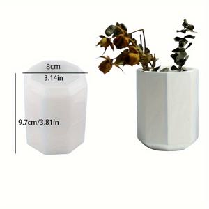 TEMU DIY 팔각형 꽃꽂이 화병 수제 석고 콘크리트 펜 홀더 몰드 아로마 컵 실리콘 몰드 석고 보관용 항아리 몰드 수제 석고 시멘트 아로마 캔들 컵 석고 보관용 항아리 거울 실리콘 몰드