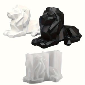 TEMU 3D 추상 사자 양초 몰드 사자 양초 실리콘 몰드 사자 레진 몰드 장식 몰드 사자 비누 몰드 하트 실리콘 몰드 레진 몰드 장식 몰드