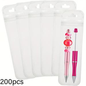 TEMU 펜, 보석, 파티 선물을 위한 200개의 투명한 밀봉 플라스틱 포장용 가방 - 보관 및 포장 용도의 지퍼 파우치, 전원 공급 필요 없음