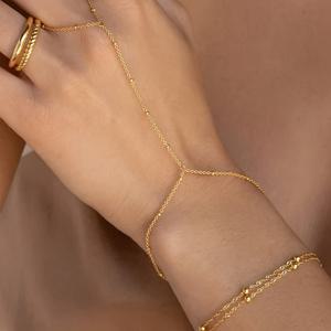 TEMU 여성을 위한 스테인리스 스틸 주얼리 선물, 비즈 핸드 체인 팔찌 및 반지 포함