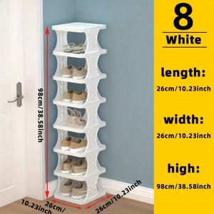 TEMU 모래시계 모양 다층 신발 정리대 | 튼튼하고 공간 절약형 좁은 플라스틱 수납 정리함, 거실용, 바닥 설치형, 폴리프로필렌, 기숙사 사용에 적합