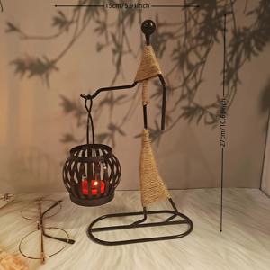 TEMU 우아한 블랙 메탈 캔들스틱 세트, 소박한 꼬마와 함께, 크리스마스, 할로윈, 부활절, 하누카, 추수감사절, 데이와 같은 축제 행사에 완벽합니다.