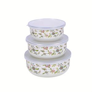 TEMU 3개 세트 에나멜 다기능 밀폐 과일 및 채소 보관 상자, 휴대용 도시락 용기, 냉장고 보관, 식품 보관 솔루션, 가정 주방, 사무실 학교 점심, 야외 요리 및 캠핑에 적합, 전자레인지 사용 가능|캠핑냉장고