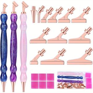 TEMU 21개 아트 페인팅 펜 키트 ( 아트 펜 3개, 45° 메탈 스크류 스레드 팁 12개, 5D 레진 페인팅 도구 추가, 멀티 플레이서 팁 5개) - 수공예용|보석십자수