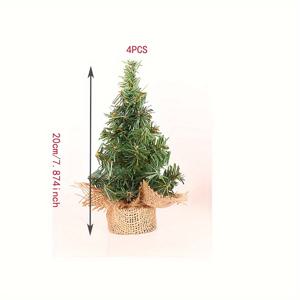 TEMU 4개 세트 미니 크리스마스 트리 - 베이스 포함, 홈 & 오피스 테이블 장식용, 조립 불필요, 가볍고 튼튼한 플라스틱 소재, 벽난로대·창가·테이블 센터피스에 적합, 계절별 장식, 풍성한 잎사귀, 내구성 있는 인공 소나무, 리얼리스틱 디자인, 휴일 쇼핑러를 위한 축제 분위기, 실내 장식용 작은 인공 나무