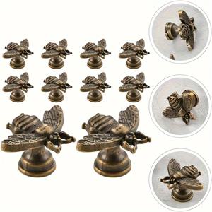 TEMU 10개 빈티지 곤충 모양 서랍 손잡이 - 앤틱 브라스 마감, 아연 합금 캐비닛 노브 드레서, 옷장 및 가구 서랍용, 복고풍 홈 데코 리트로 디자인의 날개 디테일, 캐비닛 풀 | 화려한 서랍 손잡이 | 정교한 날개 디테일, 빈티지 서랍 풀