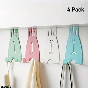 TEMU 4개 만화 토끼 문걸이 후크 - 강한 하중, 녹슬지 않는 금속으로 옷, 수건, 모자 & 코트 걸기, 거실, 욕실, 침실, 주방용 - 빨강, 노랑, 바구니, 녹색