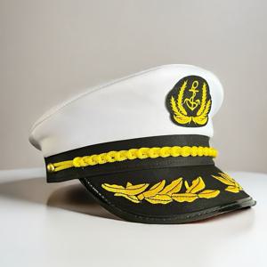 TEMU 금색 엠블럼과 금색 실이 달린 화이트 세일러 모자, 해군의 날, 할로윈, 남성용 파티, 성인 파티, 크루즈 파티, 바, 음악 페스티벌, 코스튬에 적합