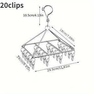 TEMU 튼튼한 스테인리스 스틸 멀티 클립 건조대 (양말 및 속옷용), 발코니에 완벽하게 사용 가능, 건조대