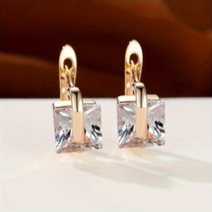 TEMU 사각 커트 화이트 그린 아쿠아 블루 레드 스톤 드롭 귀걸이 1쌍, 신부 웨딩 주얼리 드롭 댕글 귀걸이, 밸런타인데이 할로윈 선물