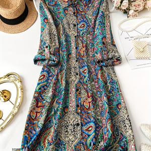 TEMU 플러스 사이즈, 플러스 사이즈 버튼 프린트 셔츠