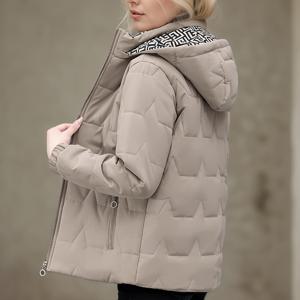 TEMU 여성 겨울 재킷 | 캐주얼 논스트레치 원형 패턴 원단, 레귤러 소매, 롱 기장, 포켓 디테일