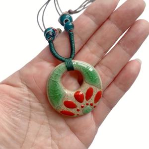 TEMU 핸드메이드 세라믹 목걸이 빈티지 도자기 민족 스타일 징덕정 펜던트 액세서리