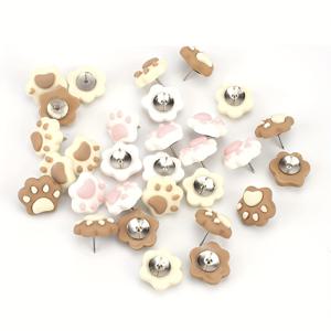 TEMU 30개 꾸러미 ABS 고양이 & 강아지 발자국 푸시핀 세트 - 게시판, 사진, 메모를 위한 장식 압정 - 다양한 동물 디자인