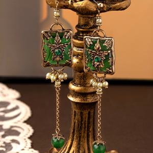 TEMU 1쌍 우아한 금도금 사각 기하학적 디자인 태슬 롱 귀걸이 | 여성 데일리, 휴일, 연회 착용에 적합, KC 골드 도금, 아연 합금 스테인리스 스틸 바늘