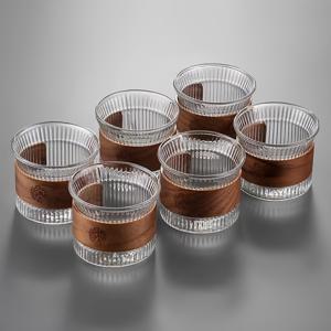 TEMU 6개 세트 고품질 붕규산 유리 찻잔 - 재사용 가능, 무연, 재활용 가능, 다목적 둥근 유리 잔 - 뜨거운 음료, 기계 세척 가능