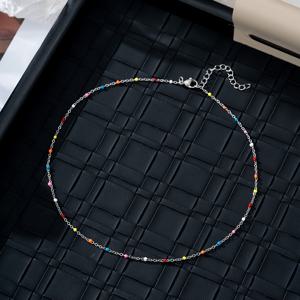 TEMU 1개 여성용 우아한 레이어드 목걸이 - 컬러풀 비즈 스테인리스 체인, 일상 및 파티용 가벼운 내구성 주얼리, 사계절 다용도 액세서리, 시크한 소품, 섬세한 디자인