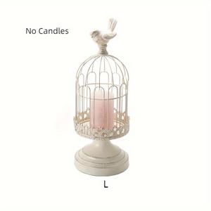 TEMU 1개 빈티지 화이트 양초 홀더 | 로맨틱 디너, 크리스마스 및 장식을 위한 클래식 메탈 새장 디자인, 홈 파티, 호텔, 레스토랑 및 웨딩 디저트 테이블 장식에 적합