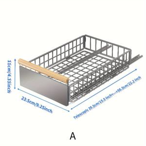 TEMU 1개 다기능 주철 싱크대 아래 풀아웃 수납장, 나무 손잡이 포함 - 주방 및 욕실 캐비닛용 향신료 및 보관 선반, 골든 파이프 없음|싱크대