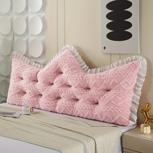 TEMU 고급스러운 공주 왕관 허리 지지 베개 - 침실 & 거실용 부드럽고 편안한 쿠션 | 싱글부터 킹 사이즈 침대, 소파, 야외 가구에 이상적 | 러플 트림이 있는 스타일 | 손세탁전용 가능