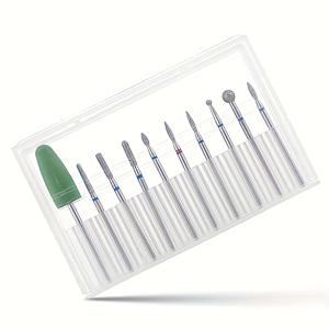 TEMU 10개 초경 네일 드릴 비트 세트 - 아크릴 젤 및 큐티클 제거용으로 설계되었으며, 전문가용 매니큐어 및 페디큐어, 네일 익스텐션에도 적합합니다.