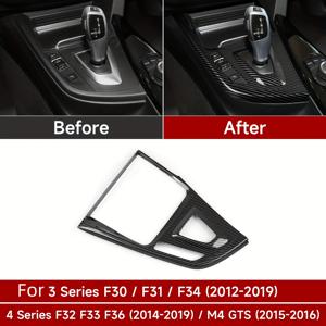 TEMU 차량 기어 변속 패널 커버용 ABS 카본 파이버 내부 스티커, BMW 3 및 4 시리즈 모델 F30, F31, F34, 3GT, F32, F33, F36 (2012-2019년형) 호환. 참고: 330E에는 적합하지 않습니다.
