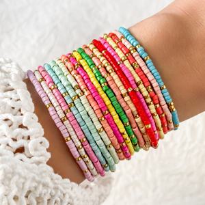 TEMU 핸드메이드 팔찌용 유리 및 플라스틱 비즈 18개 세트, 해변 스타일, 스태킹에 적합