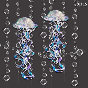 TEMU 5pcs 아쿠아 머메이드 파티 장식, 버블 스트링 및 젤리피시 허니컴 하이킹 장식, 바다 머메이드 파티 생일, 결혼식, 파티 선물, 샤워 룸 수영 파티 장식에 적합합니다.