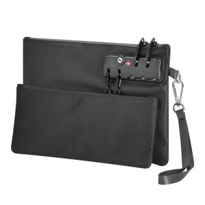 TEMU 잠금장치가 있는 머니백, 이중층 남녀공용 잠금 액세서리 파우치, 은행백, 여권, 공증 용품, 귀중품 보관백, 잠금장치와 지퍼가 있는 현금백, 공증 가방