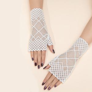 TEMU 1쌍 여성용 시스루 레이스 핑거리스 장갑 - 웨딩드레스, 프롬, 파티용 탄력 있는 손목 반장갑 - 우아한 댄스 의상 & 정장 액세서리