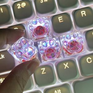 TEMU 네 개의 맞춤형 수제 귀여운 고양이 발톱 키캡, 크러시 아이스 색상, 네일 아트, EM 높이