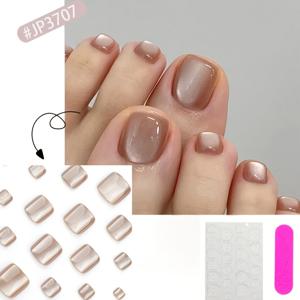 TEMU 24pcs 새로운 발 네일 아트 착용 가능한 발톱 조각 갈색 고양이 눈 발톱 반복 가능한 발톱 조각 완성 제품, 가벼운 냉각 효과의 완전한 커버리지, 여성과 소녀에게 적합한 카테고리: 프레스 발톱
