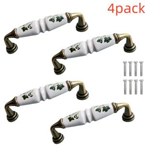 TEMU 4/10개 녹색과 갈색 꽃무늬가 있는 시골식 세라믹 캐비닛 나브 - 안티크 브론즈 피니시, 농촌 스타일 캐비닛 도어 및 서랍 가구 나브 마운팅 스크루 포함