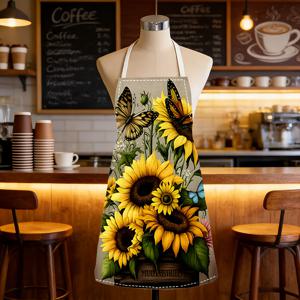 TEMU 1pc의 두꺼운, 큰 접시, 태양flower 및 나비 패턴, 가정 장식, 주방 사용, 더럽지 않음, 내구성, 소매 없음, 가족 요리에 이상적, 인쇄 접시, 남녀 공용, 세탁 가능, 재사용 가능 주방 액세서리.