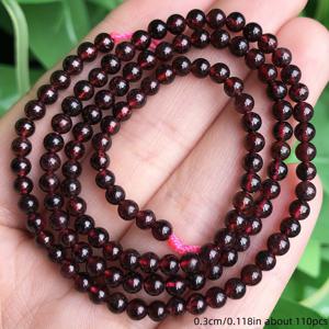 TEMU 2/3mm 천연 다크 레드 가넷 라운드 루스 비즈, 주얼리 만들기 DIY용 - 팔찌, 목걸이, 귀걸이, 여성 선물에 적합