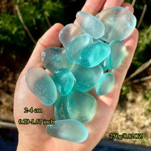 TEMU 250/500g, 오션 블루 프로스티드 글라스 스톤, 정원 바닥 타일 재료, 화병 채우기에 완벽함, 스카이 블루 프로스티드 해양 유리, 자갈, 장식용 어항 자갈 모래, 다육 식물, 화분 및 꽃병 장식, DIY 수제 채움재