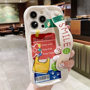 TEMU 크림색 리본 디자인, 순한 우유 그림 및 문자 프린트가 있는 폰 케이스. 애플 시리즈 11, 12, 13, 14, 15, 16 프로 맥스 및 삼성 시리즈 A05, A15, A25, A35, A55, S23, S24 울트라와 호환됩니다.