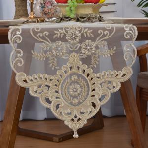 TEMU 1개 수제 비즈 자수 테이블보, 테이블 러너, 다일리 (2개입), 냅킨 (6개입), 사이즈: 85Cm*85Cm, 40Cm*120Cm, 40Cm*40Cm, 40Cm 원형, 28Cm*28Cm, 100% 폴리에스터 전통 스타일 파티 및 일상 생활용