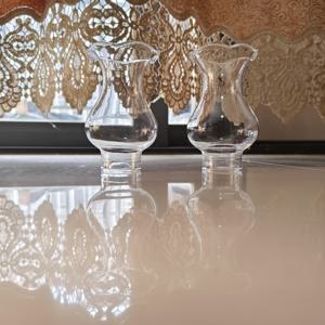 TEMU 2개 수제 유리 케로신 램프 쉐이드, 유리 램프 및 캔들 홀더용 투명 방풍 커버, 전기나 배터리 필요 없음, 캔들 홀더 커버 | 우아한 유리 굴뚝 | 복잡한 유리 디자인, 유리 캔들 홀더