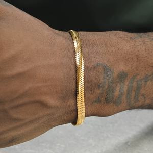 TEMU 패셔너블 남성용 304 스테인리스 스틸 골드 & 실버 뱀 체인 팔찌, 5mm 팔찌, 간편하고 활용도 높은 남성용 팔찌, 남자친구 선물, 남성용 팔찌, 스타일리시 주얼리