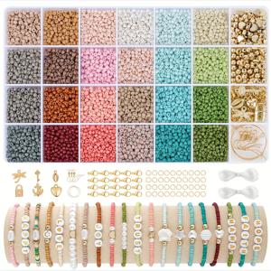 TEMU 10000개 3mm 시드 비즈 주얼리 제작 키트 24가지 색상 우정 팔찌 재료 팩 성인 핸드메이드 선물 주얼리 세트