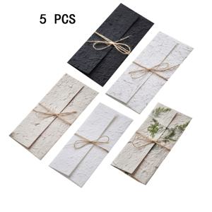 TEMU 혼합 수제 식물 종이 빈티지 봉투 5개, 웨딩 파티 초대장에 적합, 다양한 휴일, 결혼식, 총각 파티, 집들이, 생일, 출생을 위한 다기능 종이 봉투