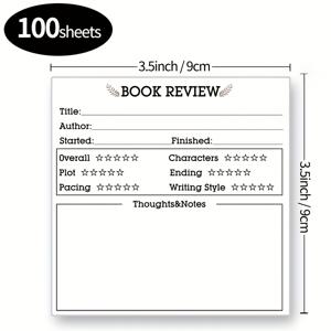 TEMU 100개 팩 FunBook 책 리뷰 스티커 노트, 책을 좋아하는 사람들을 위한 휴대용 독서 로그 메모 패드, 독자에게 이상적인 선물, 영어 언어, 종이 재질
